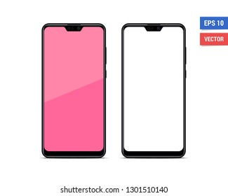 Realistic vector flat mock-up smartphone isolated on white background. Scale image any resolution