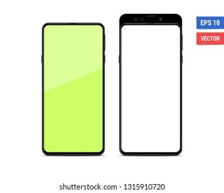 Realistic vector flat mock-up smartphone with blank screen isolated on white background. Scale image any resolution