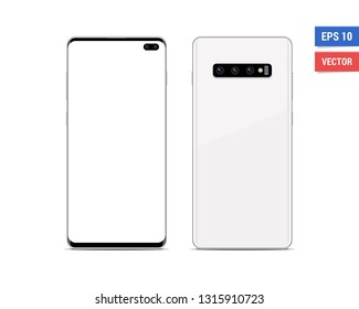 Realistic vector flat mock-up smartphone with blank screen isolated on white background. Scale image any resolution