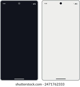 Realistic vector flat mock-up smartphone white and black with blank screen isolated on white background. Mockup with phone OS UI and drop notch