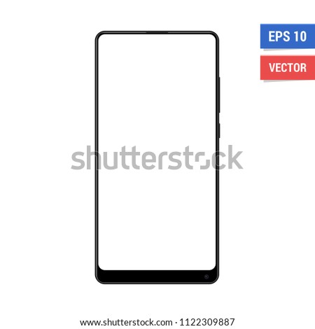 Realistic vector flat mock-up smartphone with blank white screen. Scale image any resolution