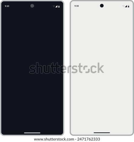 Realistic vector flat mock-up smartphone white and black with blank screen isolated on white background. Mockup with phone OS UI and drop notch