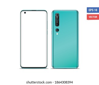 Realistic vector flat mock-up Xiaomi Mi10 isolated on white background. Scale image any resolution