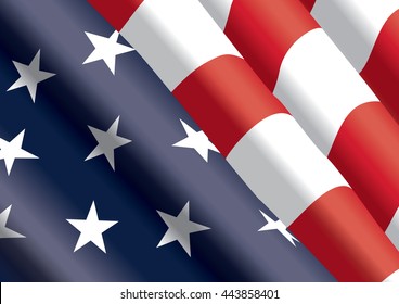 realistic vector folded US star flag. CMYK colors. A4 size.