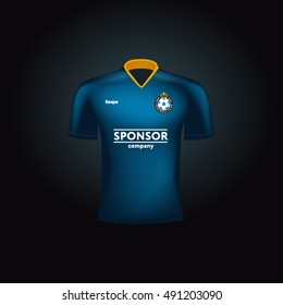 Realistic vector football uniform. Branding mockup. Soccer team clothing. Front view.
