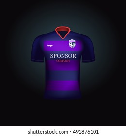 Realistic vector football uniform. Branding mockup. Soccer team clothing. Front view.
