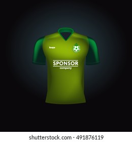 Realistic vector football uniform. Branding mockup. Soccer team clothing. Front view.