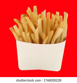 realistic vector French fries with red background