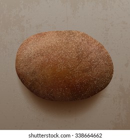 Realistic vector fresh Bread with Flour on the Table