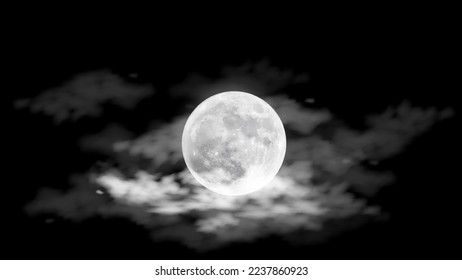 Realistic vector full moon in the sky in the completely black background