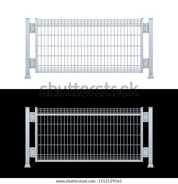 Realistic Vector Galvanized Sheet Metal Fence Stock Vector