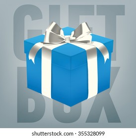 Realistic vector gift box with a ribbon bow.