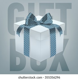 Realistic vector gift box with a ribbon bow.
