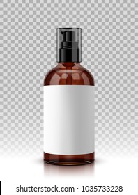Realistic vector glass bottle for cosmetics and medicines