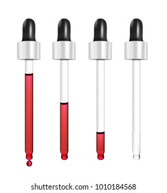 Realistic vector glass dropper for cosmetics and medicines