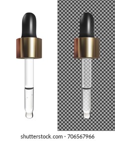 Realistic vector glass dropper for cosmetics and medicines.