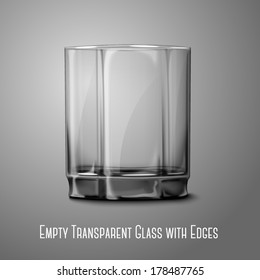 Realistic Vector glass isolated on gray background for design and branding. Transparent glass for every background.