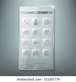 Realistic vector of glass smartphone.