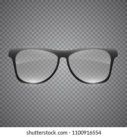 Realistic vector glasses on transparent background.