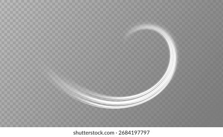 Anéis brilhantes de vetor realistas e uma trilha de redemoinho curvo. Elemento de onda brilhante abstrato para design futurista.