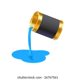 Realistic vector gold bucket with flowing paint