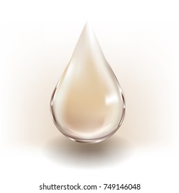 Realistic vector of gold drop for beauty and cosmetic concept.