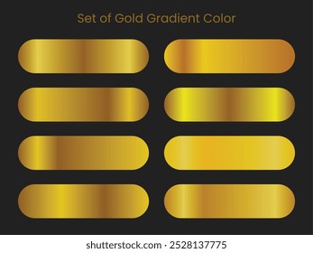 Realistic vector gold gradient color palette. Abstract gold swatches palette set design.