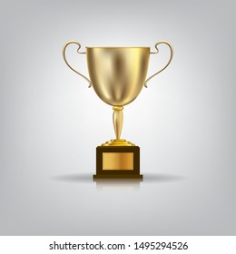 Realistic vector golden cup isolate on white background, Championship trophy