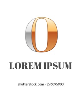 Realistic Vector graphic elegant silver and gold impossible font, symbol, alphabet, Letter O