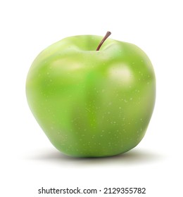 Realistic vector green apple isolated on white background