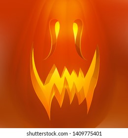 Realistic vector Halloween pumpkin with candle inside. Happy face Halloween pumpkin.