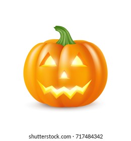 Realistic Vector Halloween Pumpkin Candle Inside Stock Vector (Royalty ...