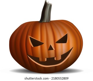 Realistic vector Halloween pumpkin happy