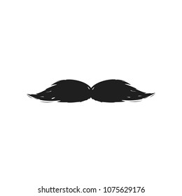 Realistic vector hand drawn Vintage Black curly mustache. Moustache isolated on white background