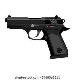 Icono de pistola de Vector realista sobre fondo blanco con mango marrón, primer plano de metal y gatillo