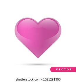Realistic vector heart. Isolated on white. Valentines day greeting card background. 3D icon. Romantic vector illustration. Easy to edit design template for your artworks.