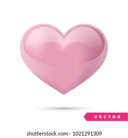 Realistic vector heart. Isolated on white. Valentines day greeting card background. 3D icon. Romantic vector illustration. Easy to edit design template for your artworks.