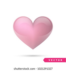 Realistic vector heart. Isolated on white. Valentines day greeting card background. 3D icon. Romantic vector illustration. Easy to edit design template for your artworks.