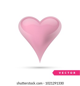 Realistic vector heart. Isolated on white. Valentines day greeting card background. 3D icon. Romantic vector illustration. Easy to edit design template for your artworks.