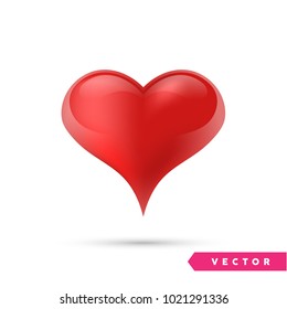 Realistic vector heart. Isolated on white. Valentines day greeting card background. 3D icon. Romantic vector illustration. Easy to edit design template for your artworks.