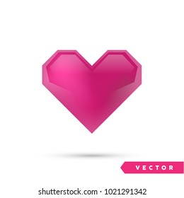 Realistic vector heart. Isolated on white. Valentines day greeting card background. 3D icon. Romantic vector illustration. Easy to edit design template for your artworks.