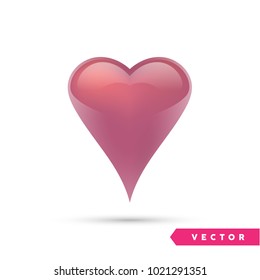 Realistic vector heart. Isolated on white. Valentines day greeting card background. 3D icon. Romantic vector illustration. Easy to edit design template for your artworks.