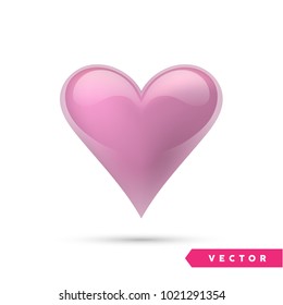 Realistic vector heart. Isolated on white. Valentines day greeting card background. 3D icon. Romantic vector illustration. Easy to edit design template for your artworks.