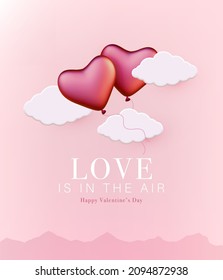Ilustración de forma cardiaca vectorial realista. Romántica tarjeta de felicitación de San Valentín.