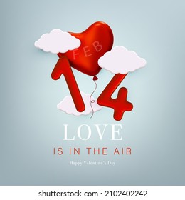 Realistic vector heart shape illustration. Romantic Valentine's Day greeting card.