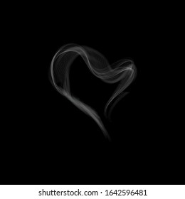 Realistic Vector Heart Smoke on Dark Background like Fog or Mist Effect for bad luck in love or Valentine day