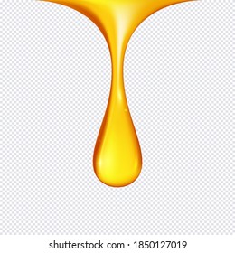 Realistic vector honey drop. Hexagon on white background. Eps10. RGB. Global colors