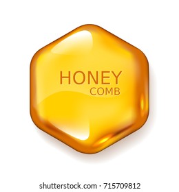 Realistic vector honey drop. Hexagon on white background. Eps10. RGB. Global colors