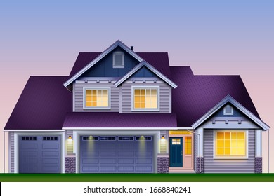 Realistic Vector House Illustration. Family House.