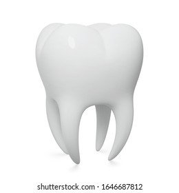 Realistic Vector Human Tooth, Close-Up, Three-Quarter Front Angle View